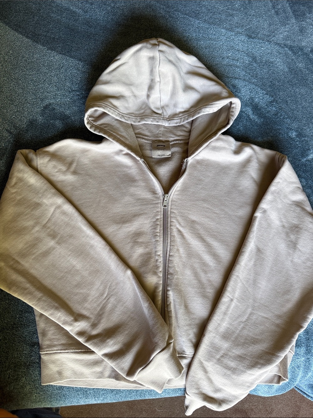 SKIMS Beige cropped Zip-Up Hoodie